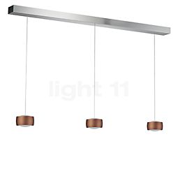  Oligo Grace Hanglamp LED 3-lichts - onzichtbaar in hoogte verstelbaar plafondkapje zwart - afdekkap aluminium - hoofd bruin