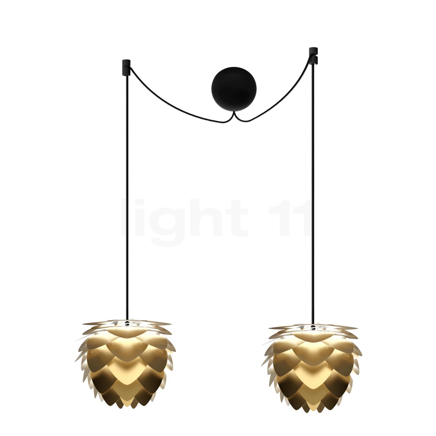 Umage Aluvia mini Cannonball Pendelleuchte 2-flammig, Messing - Kabel schwarz 4091+2x2122