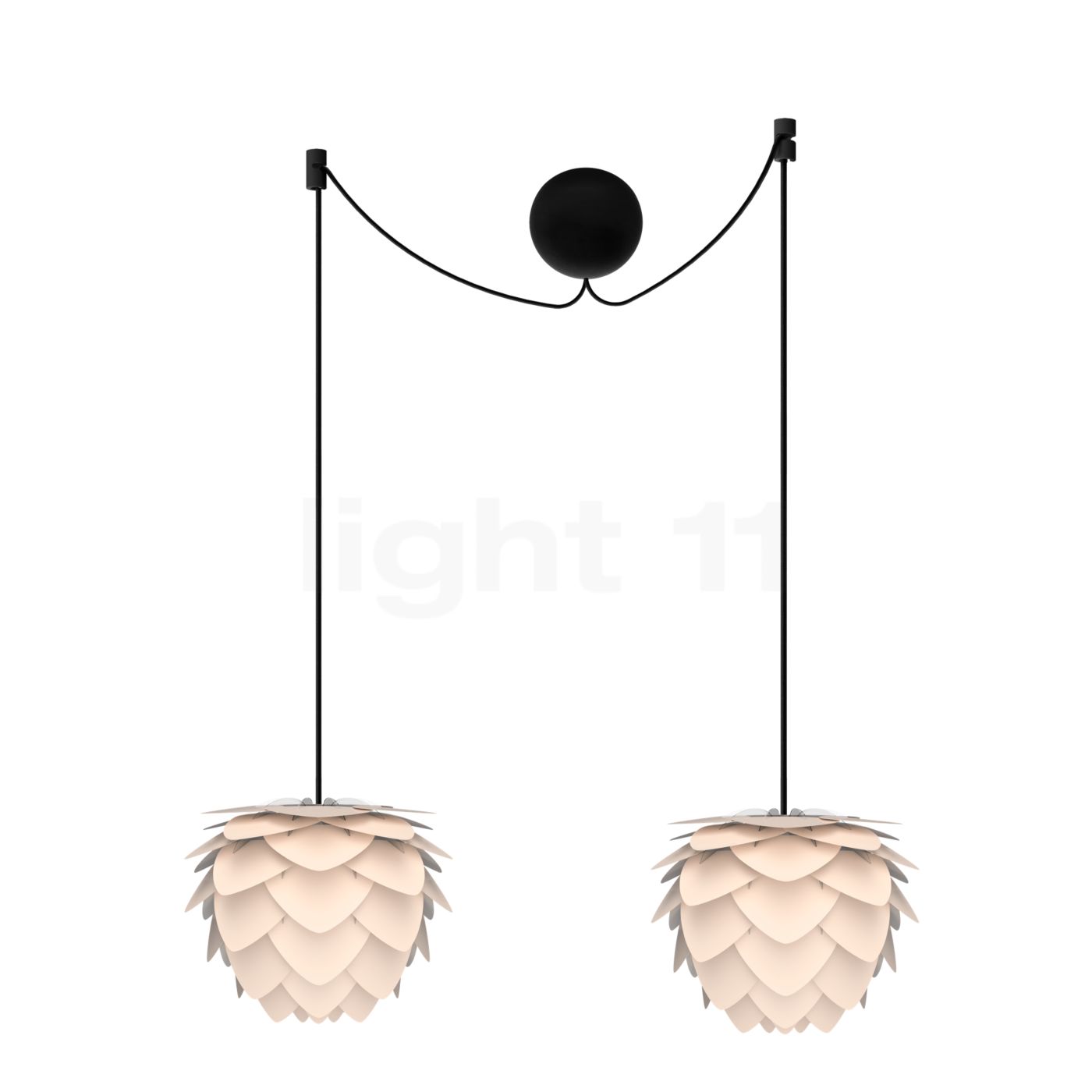 Umage Aluvia mini Cannonball Pendelleuchte 2-flammig, weiß, Kabel schwarz 4091+2x2128