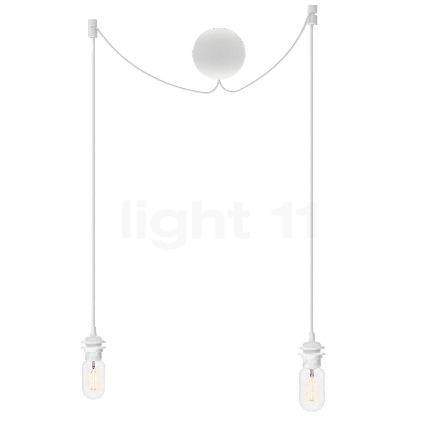 Umage Cannonball Pendelleuchte 2-flammig, weiß mit Tubuslampe 4089+2x4039+2x4128