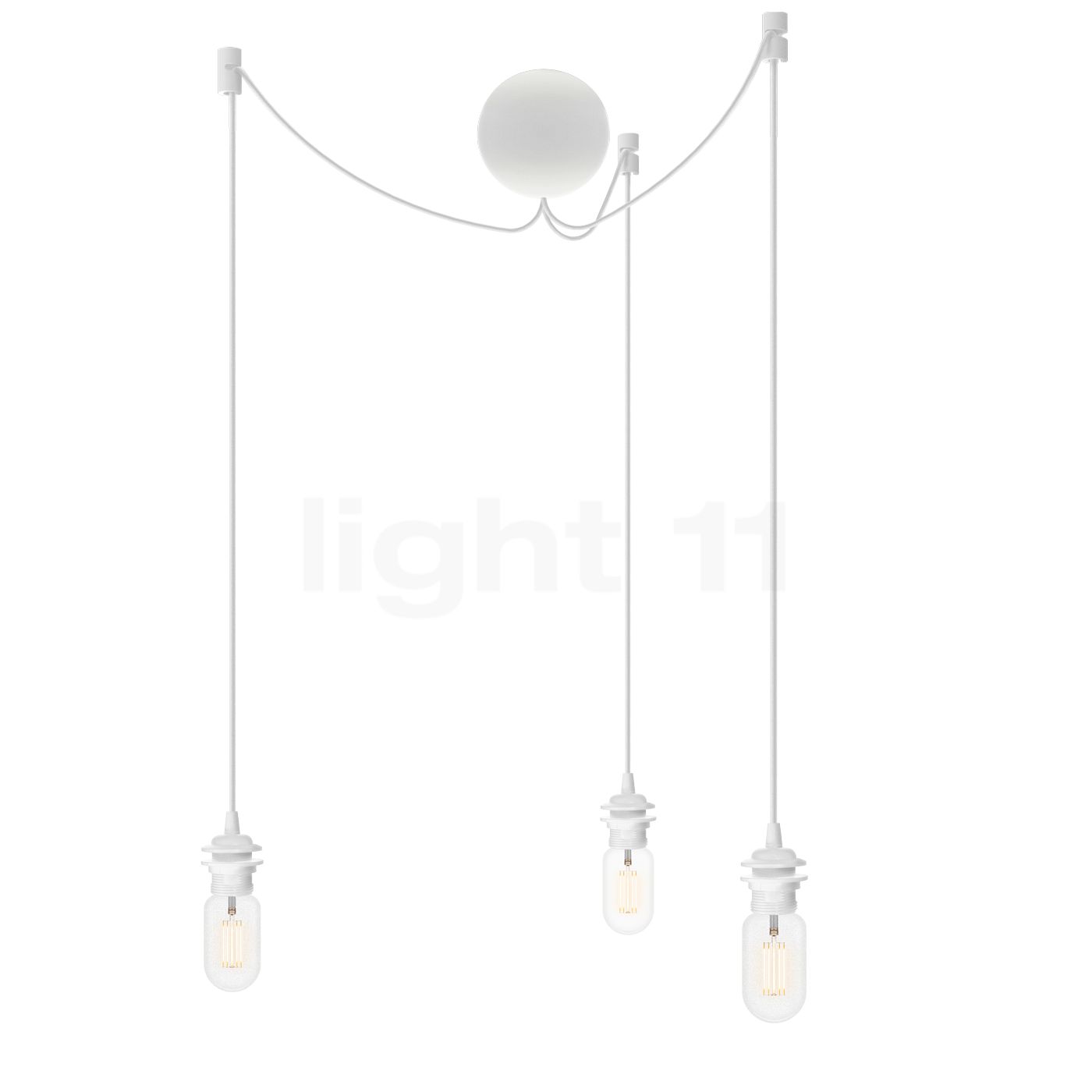 Umage Cannonball Pendelleuchte 3-flammig, weiß mit Tubuslampe 4090+3x4039+3x4128