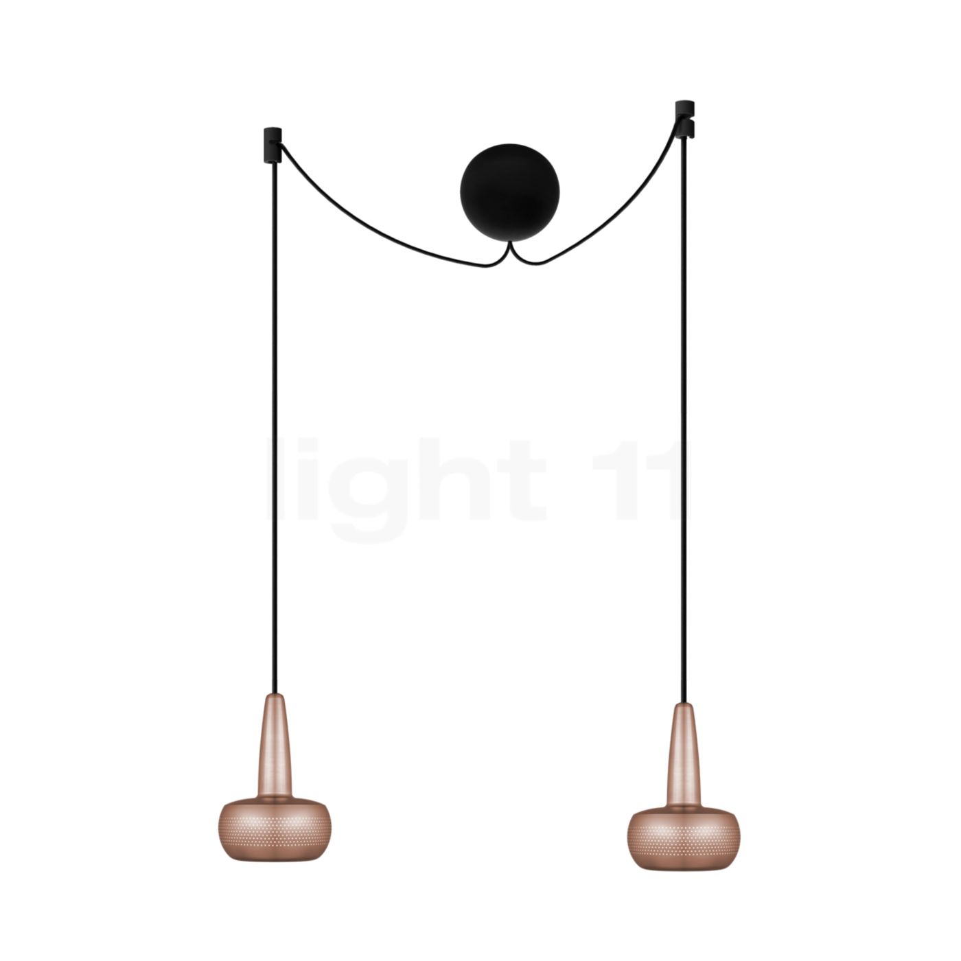 Umage Clava Cannonball Pendelleuchte 2-flammig, Kupfer, Kabel schwarz 4091+2x2111