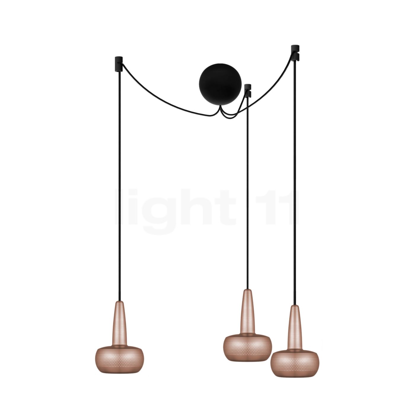 Umage Clava Cannonball Pendelleuchte 3-flammig, Kupfer, Kabel schwarz 4092+3x2111