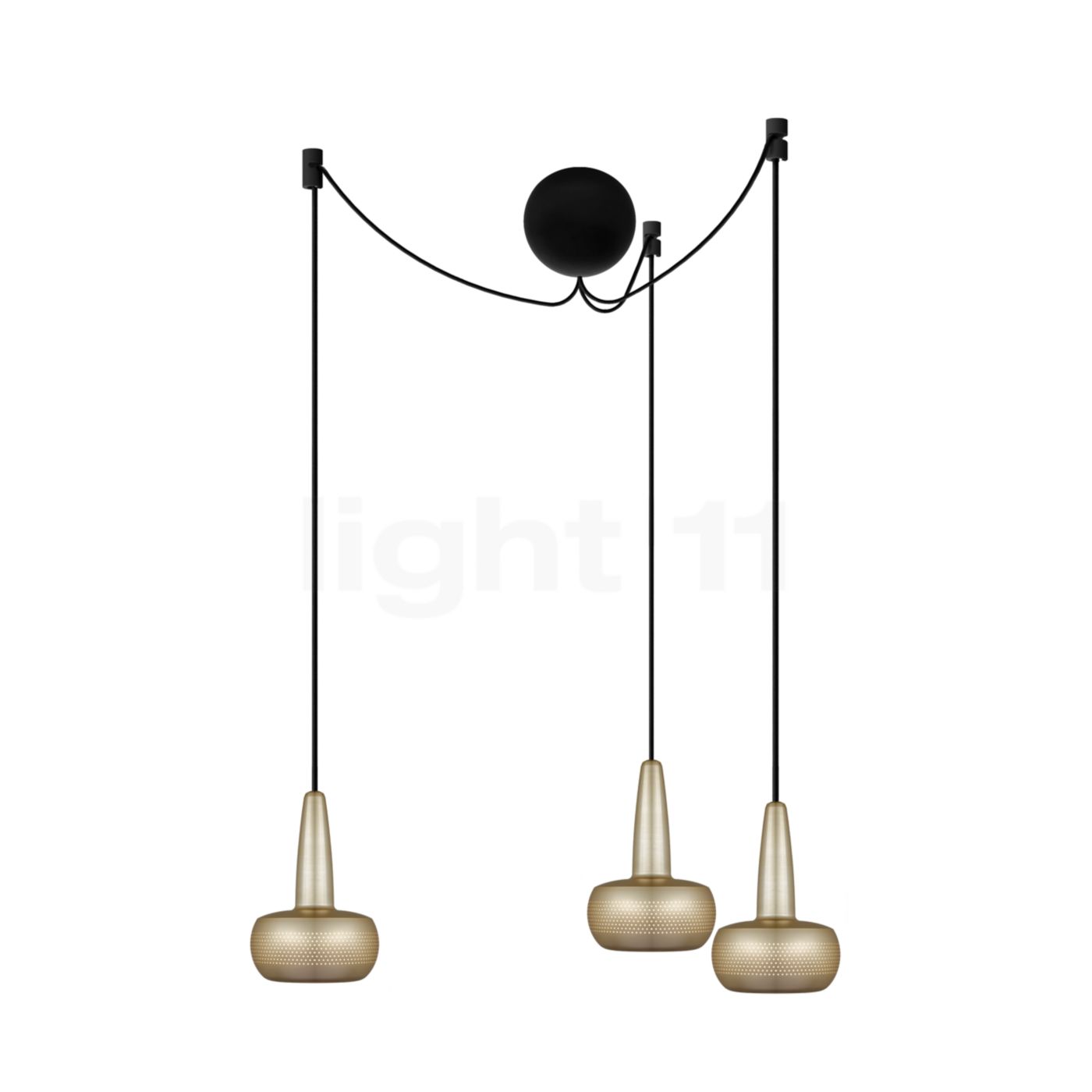 Umage Clava Cannonball Pendelleuchte 3-flammig, Messing - Kabel schwarz 4092+3x2112