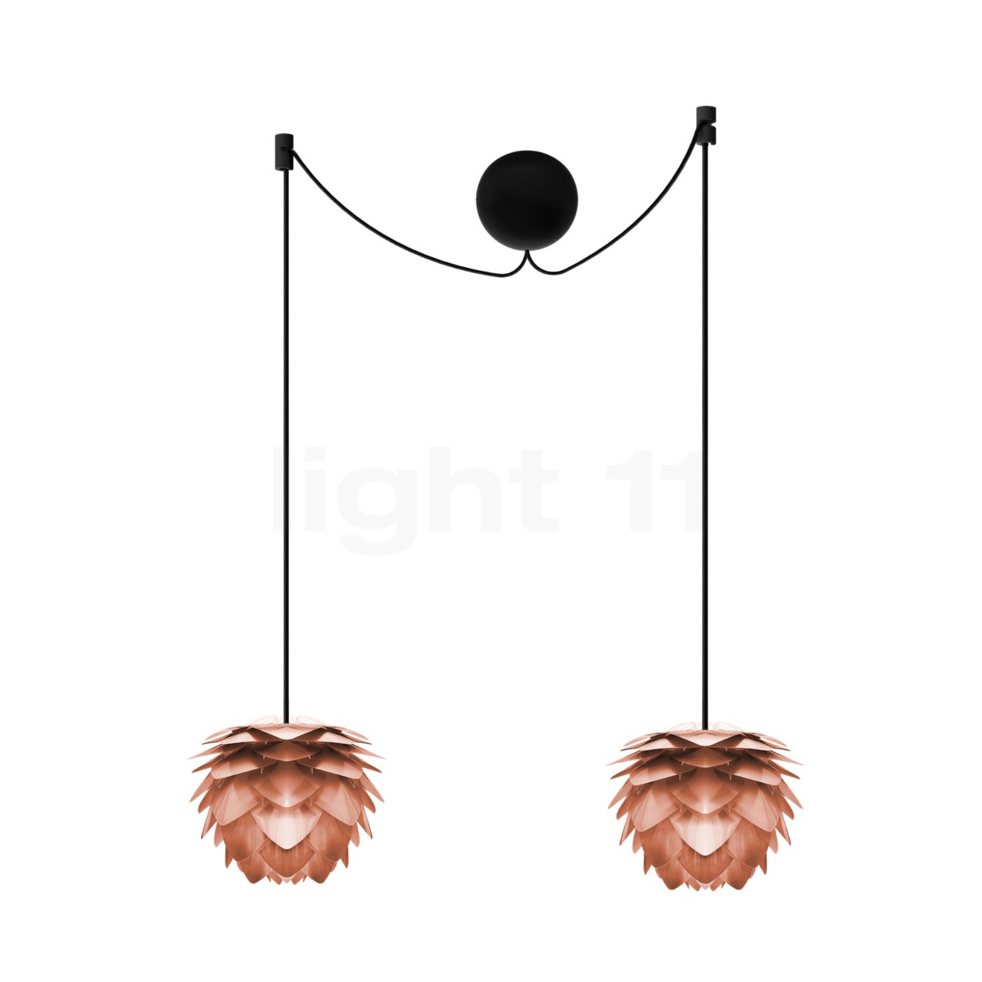 Umage Silvia mini Cannonball Pendelleuchte 2-flammig, Kupfer, Kabel schwarz 4091+2x2031