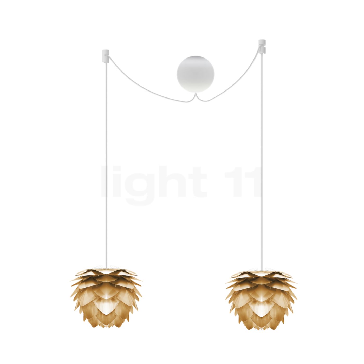 Umage Silvia mini Cannonball Pendelleuchte 2-flammig, Messing, Kabel weiß 4089+2x2071