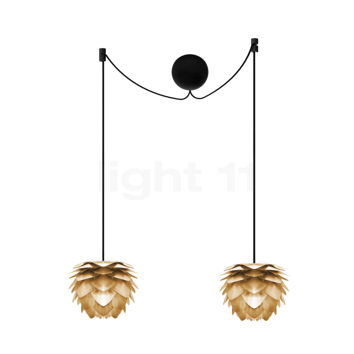 Umage Silvia mini Cannonball Pendelleuchte 2-flammig, Messing - Kabel schwarz 4091+2x2071