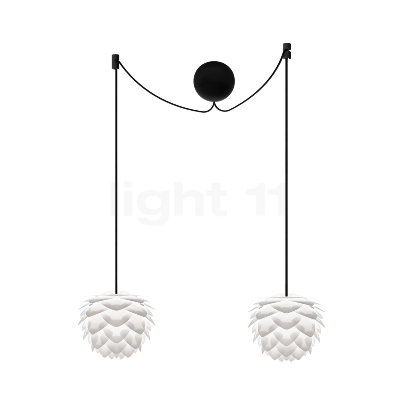 Umage Silvia mini Cannonball Pendelleuchte 2-flammig, weiß, Kabel schwarz 4091+2x2009