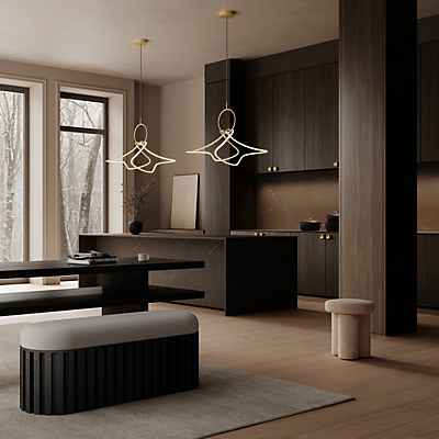 101 Copenhagen Kumo Pendelleuchte LED, gold - B. 95 cm
