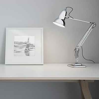 Anglepoise Original 1227 Schreibtischleuchte, Leinen weiß/Kabel grau günstig online kaufen