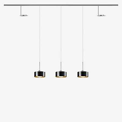 Bruck Cantara Pendelleuchte und Up Strahler LED All-in Set - 5-flammig, chrom matt/Glas schwarz/gold