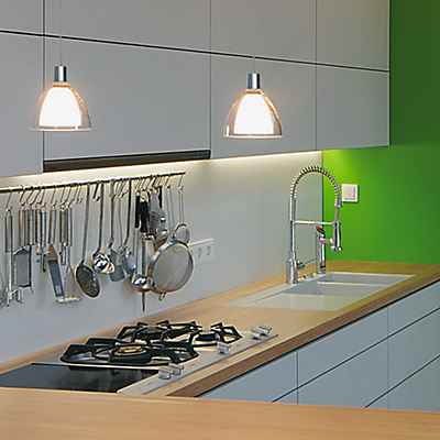 Bruck Silva Pendelleuchte LED Niedervolt - ø16 cm, chrom glänzend, Glas weiß