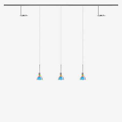 Bruck Silva Pendelleuchte und Up Strahler LED All-in Set - 5-flammig, chrom matt - Glas blau/magenta