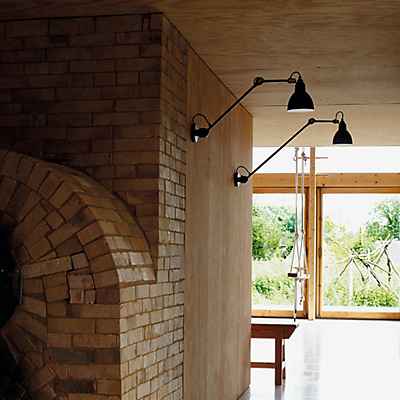 DCW Lampe Gras No 304 L 40 Wandleuchte schwarz, Kupfer roh/weiß