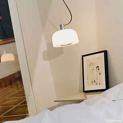 Flos Bellhop Glas Pendelleuchte, Aluminium poliert