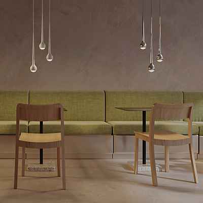 Grau Falling Sun Pendelleuchte LED Cluster - 3-flammig, chrom glänzend - 200 cm
