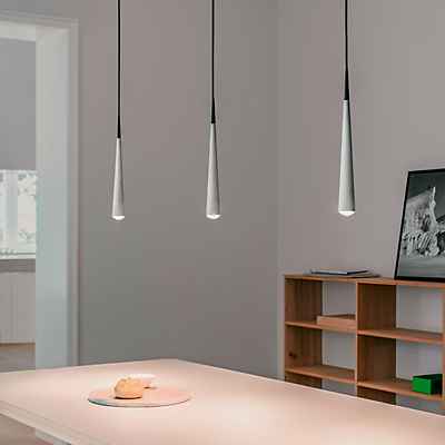 Grau Niceone Pendelleuchte LED 3-flammig, weiß/weiß - 200 cm günstig online kaufen