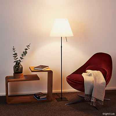 Luceplan Costanza Stehleuchte, Schirm nebelweiß/Gestell schwarz - Höhe verstellbar - mit Dimmer - ø40 cm - H. 160 cm