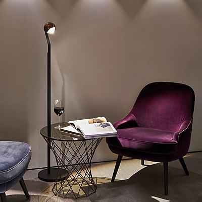 Occhio Io Lettura C Stehleuchte LED, Kopf roségold/Abdeckung schwarz matt/Body schwarz matt/Fuß schwarz matt - 2.700 K