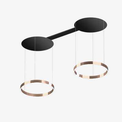 Occhio Mito Sospeso Due 60 Fix Wide Pendelleuchte LED, Kopf roségold/Baldachin schwarz matt - Occhio Air