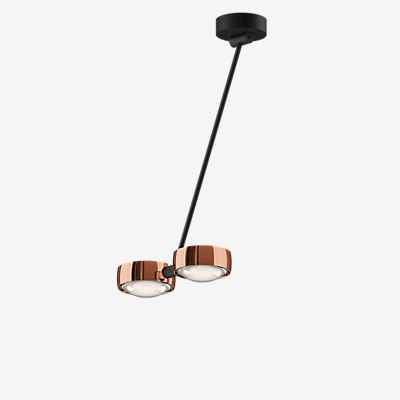 Occhio Sento Soffitto Doppio 60 Up E Deckenleuchte LED 2-flammig, Kopf roségold/Body schwarz matt/Baldachin schwarz matt - 2.700 K - Occhio Air