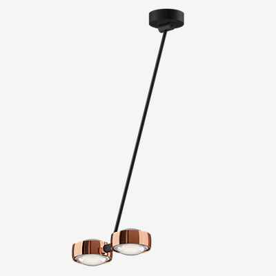 Occhio Sento Soffitto Doppio 80 Up D Deckenleuchte LED 2-flammig, Kopf roségold/Body schwarz matt/Baldachin schwarz matt - 2.700 K