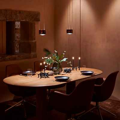 Occhio Sento Sospeso Due Fix E Pendelleuchte LED 2-flammig, Kopf weiß matt/Baldachin weiß matt - 3.000 K - Occhio Air