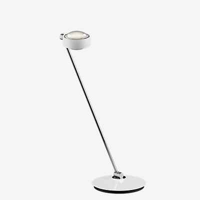 Occhio Sento Tavolo 80 D Tischleuchte LED rechts, Kopf weiß glänzend/Body chrom glänzend - 3.000 K
