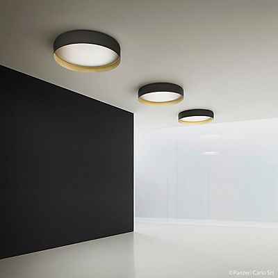 Panzeri Ginevra Deckenleuchte LED, schwarz/gold - 50 cm - 3.000 K