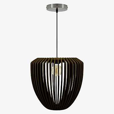 Umage Clava Wood Pendelleuchte, Baldachin rund - Baldachin stahl/Kabel schwarz/Schirm Eiche dunkel