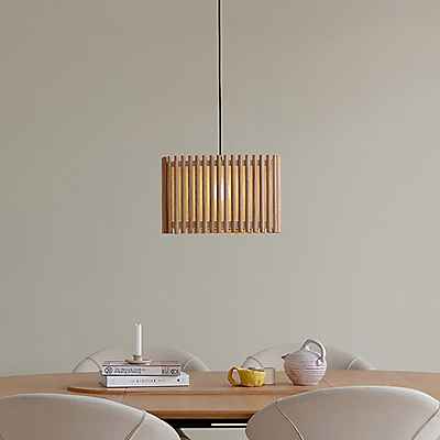 Umage Komorebi Pendelleuchte, Schirm Eiche dunkel/Kabel weiß - 11 cm - rund