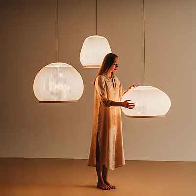 Vibia Knit Pendelleuchte LED, beige - 45 x 28 cm - dali günstig online kaufen