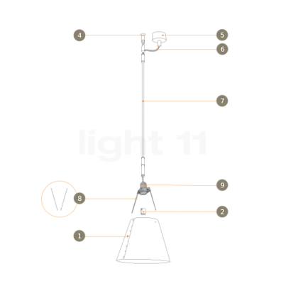 Luceplan Pièces de rechange pour Costanza Sospensione avec tige télescopique Image du produit