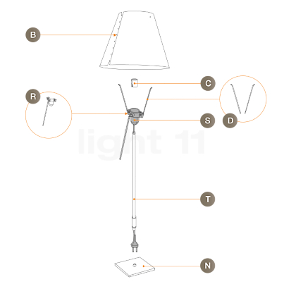 Luceplan Reserveonderdelen voor Costanza Tavolo vaste lamp met schakelaar Productafbeelding