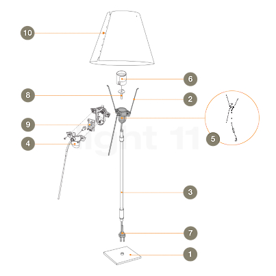 Luceplan Reserveonderdelen voor Costanza Tavolo telescooplamp met toetsdimmer