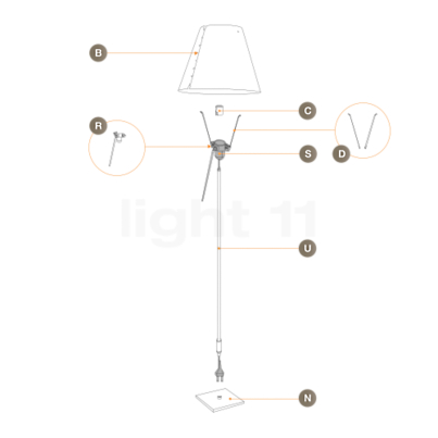 Luceplan Reserveonderdelen voor Costanza Terra vaste lamp met schakelaar Productafbeelding