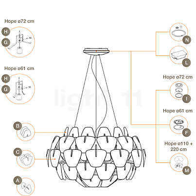Luceplan Spare parts for Hope Pendant Light Part A: lenses with holder Product picture