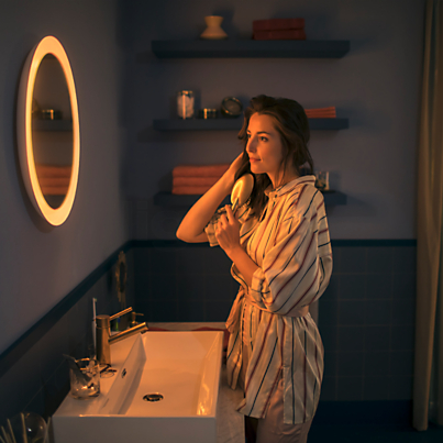 Philips Hue White Ambiance Adore Illuminated Mirror LED with dimmer switch Application picture