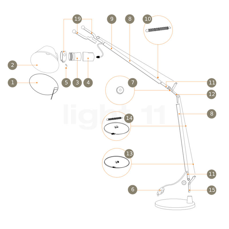 Artemide Spare Parts Lights Lamps, Replace Floor Lamp Switch