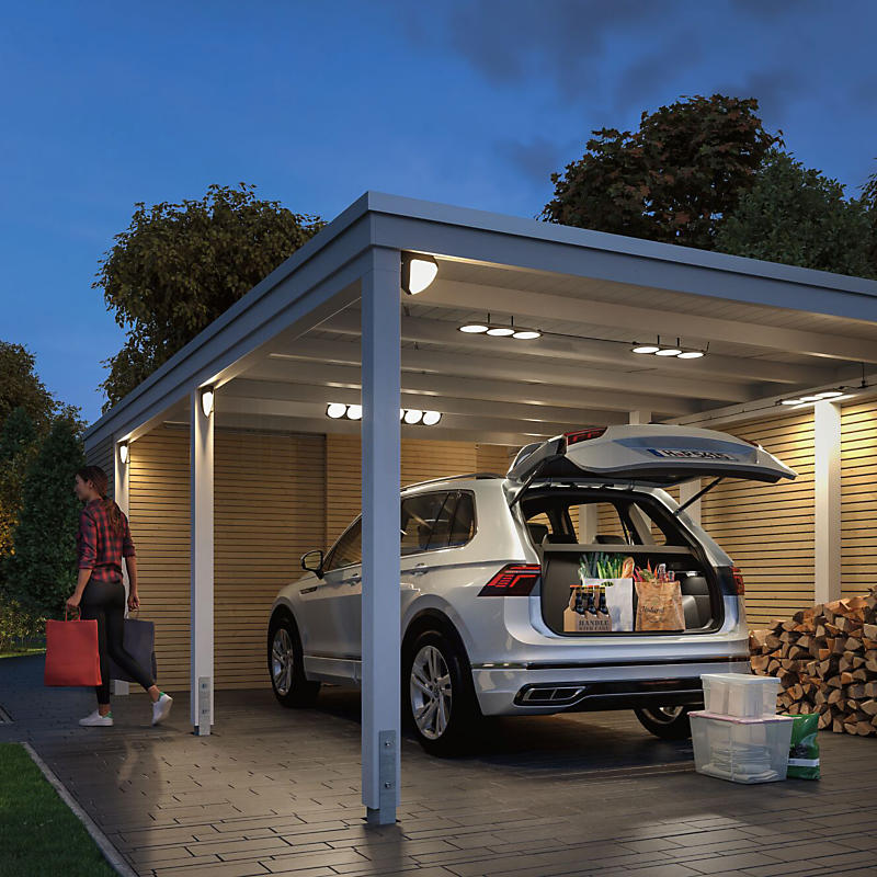 Paulmann Ikosea Carport Wall Light LED with motion detector Application picture
