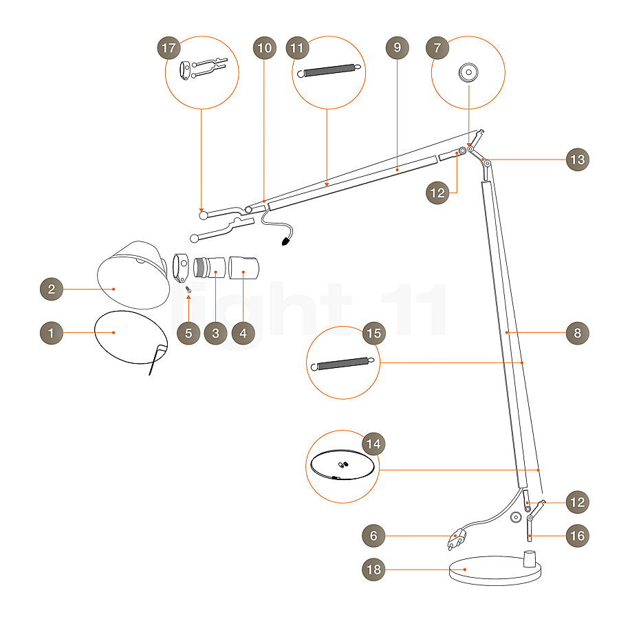 Artemide Spare parts for Tolomeo Lettura, alu Product picture