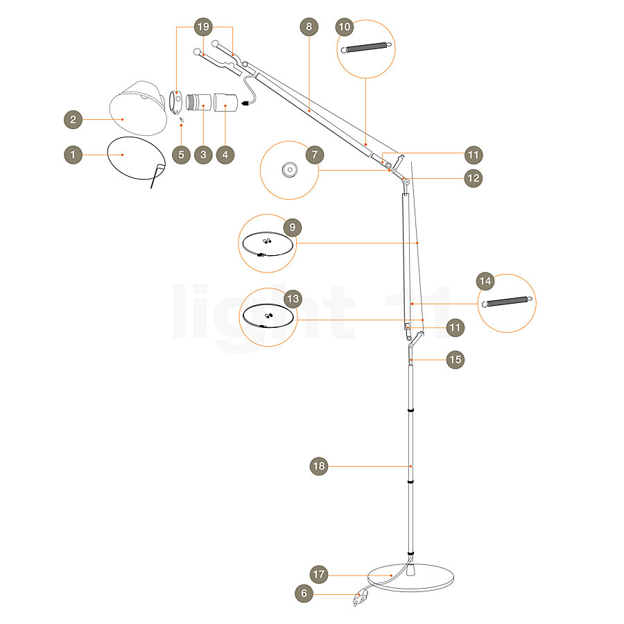 Artemide Spare parts for Tolomeo Terra - Aluminium