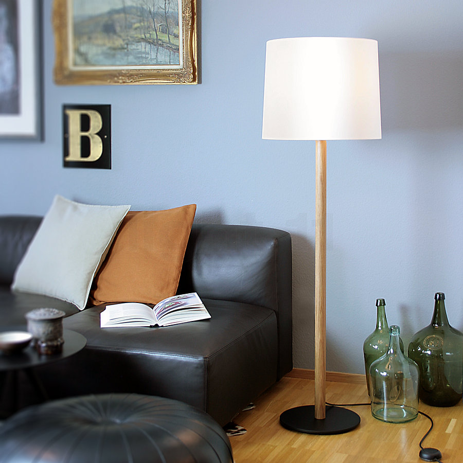 DEWENWILS Black Floor Lamp Adjustable White Shade for Living Room 63in HLFL04A 