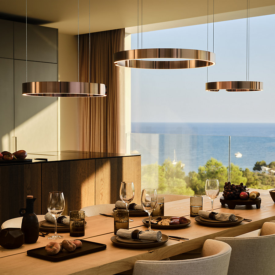 Occhio Mito Sospeso 60 Variabel Up Table Pendant Light LED rose gold - ceiling rose white - Occhio Air Application picture