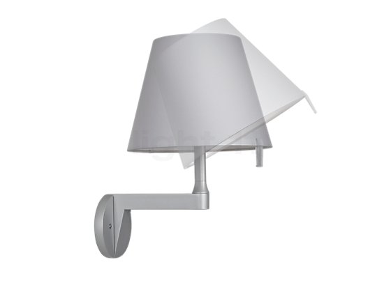 Artemide Melampo Parete aluminium grey , Warehouse sale, as new, original packaging - For an individual lighting effect, the shade of the Melampo can be put in different positions.