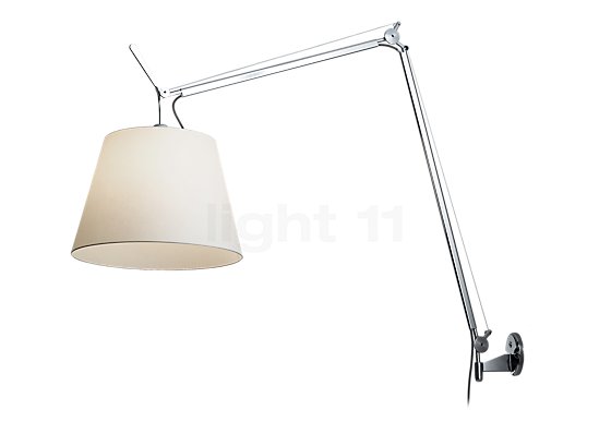 Artemide Tolomeo Mega Parete LED frame aluminium/shade black - ø42 cm - cord dimmer - The Tolomeo Mega Parete is an elegant and flexible wall lamp that brings the light to where it is required.