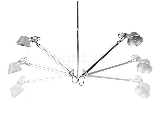 Artemide Tolomeo Sospensione polished and anodised aluminium - The lamp arms may be oriented as desired for targeted lighting.