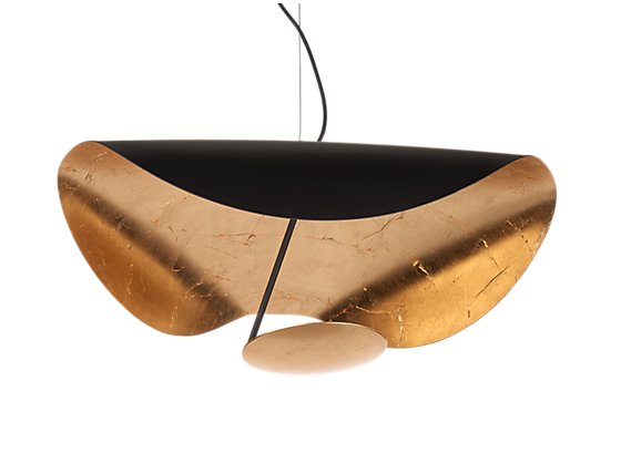 Catellani & Smith Lederam Manta, lámpara de suspensión LED cobre/negro/negro-cobre - ø100 cm - El revestimiento metálico, aquí en oro, regala a la Manta una presencia extraordinaria.