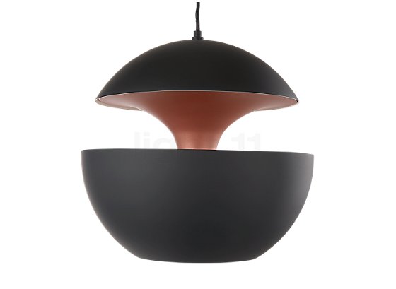 DCW Here Comes the Sun black/copper, ø25 cm - An unsual recess in the spherical body gives the luminaire a charming appearance.