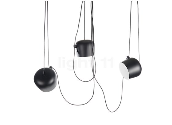 Flos Aim Small Sospensione LED 3 Lamps black/white/silver , discontinued product - The Aim LED pendant light uses its suspension as a decorative element instead of hiding it as usual.